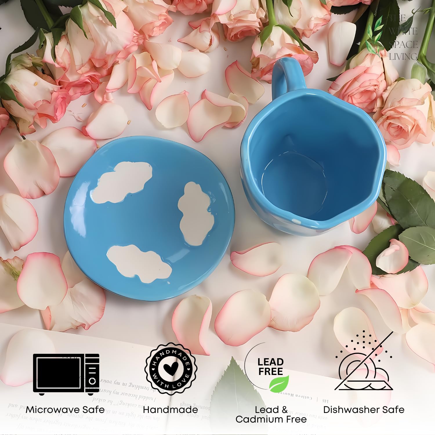ceramic blue cloud mug with dessert plate – 250ml handcrafted coffee & tea cup set (microwave & dishwasher safe) ceramic blue cloud mug with dessert plate – 250ml handcrafted coffee & tea cup set (microwave & dishwasher safe)
