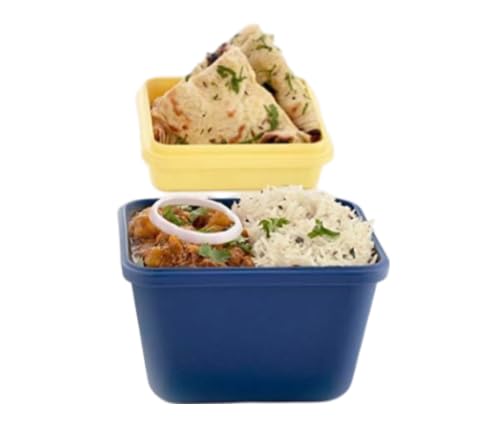 buy 1 get 1 free 3 compartment lunch box | stackable plastic tiffin with handle & push lock | airtight, leakproof & lightweight | ideal for school, office & travel (blue & grey 002) buy 1 get 1 free 3 compartment lunch box | stackable plastic tiffin with handle & push lock | airtight, leakproof & lightweight | ideal for school, office & travel (blue & grey 002)