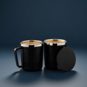 premium 350ml stainless steel coffee cup | double wall insulated travel mug for hot & cold tea & coffee | leakproof stylish reusable cup – pack of 1