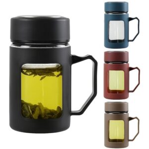 hot & cold glass mug with lid – premium heat resistant coffee & tea cup 500ml (pack of 1)