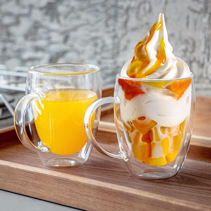 350ml double walled glass coffee mug โ | insulated transparent tea cup with handle | hot & cold drink mug | premium borosilicate glass | microwave safe (set of 1) 350ml double walled glass coffee mug โ | insulated transparent tea cup with handle | hot & cold drink mug | premium borosilicate glass | microwave safe (set of 1)