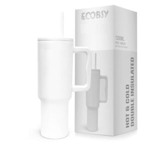 1200 ml stainless steel insulated tumbler with spill proof lid & straw – hot & cold water mug, iced coffee cup & travel water bottle