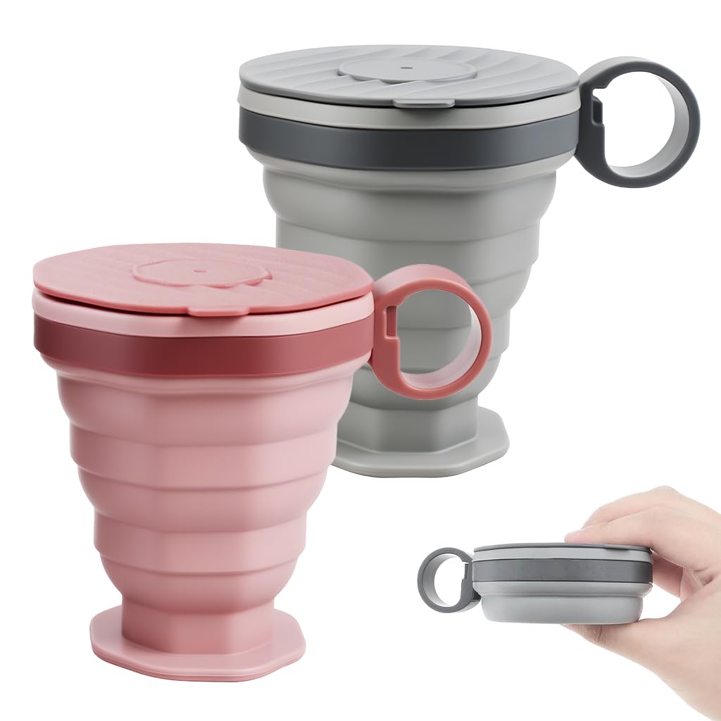 silicone collapsible travel cup with lid | 200ml reusable folding water cup – hot & cold drinks – pack of 1 silicone collapsible travel cup with lid | 200ml reusable folding water cup – hot & cold drinks – pack of 1