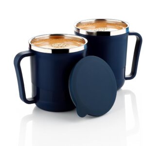 double wall stainless steel travel mug ☕ | 300ml insulated coffee mug with lid & silicon ring | unbreakable, spill proof & portable cup for home, office & travel