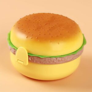 3 layer burger round lunch box 🍔 | food container with spoon | cute lunch box for school, office & picnics | perfect for salads, sandwiches & snacks | birthday return gift (multicolor)