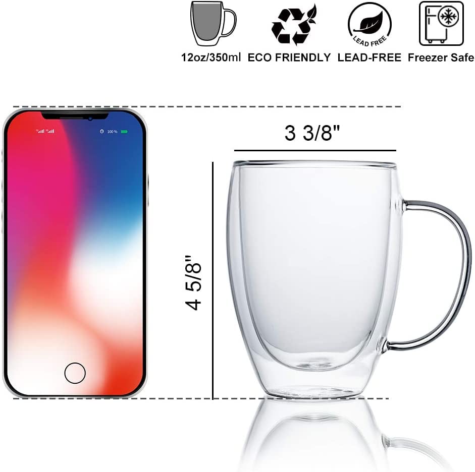 350ml double walled glass coffee mug โ | insulated transparent tea cup with handle | hot & cold drink mug | premium borosilicate glass | microwave safe (set of 1) 350ml double walled glass coffee mug โ | insulated transparent tea cup with handle | hot & cold drink mug | premium borosilicate glass | microwave safe (set of 1)
