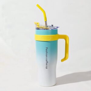 1.2 litre insulated stainless steel tumbler with handle, straw & leak proof lid | reusable hot & cold water bottle for office, gym & travel