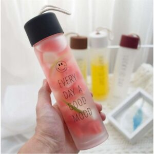 pack of 3 smile frosted water bottles | 700ml portable leakproof bottles with lid for kids, school, sports, travel & outdoor use – multicolor