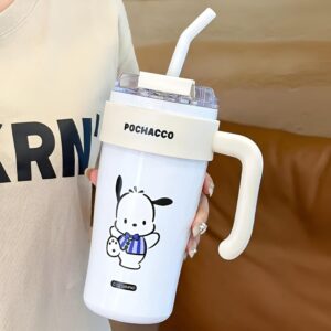 860ml stainless steel vacuum insulated flask with flip lid & straw | hot & cold sipper cup for travel, gym & coffee (pack of 1)