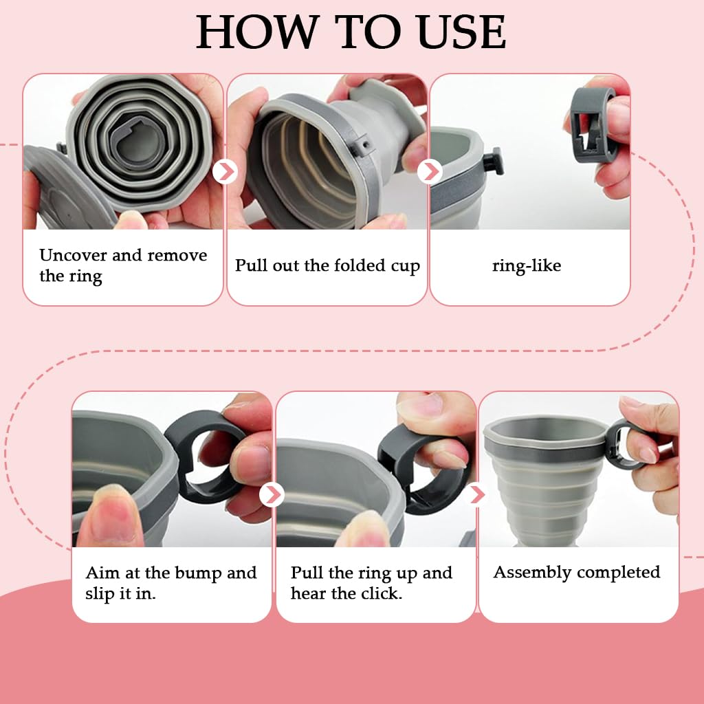 silicone collapsible travel cup with lid | 200ml reusable folding water cup – hot & cold drinks – pack of 1 silicone collapsible travel cup with lid | 200ml reusable folding water cup – hot & cold drinks – pack of 1