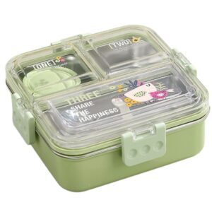 3 compartment stainless steel lunch box | leakage proof | microwave & freezer safe | school kids & adults | pack of 1 (blue)