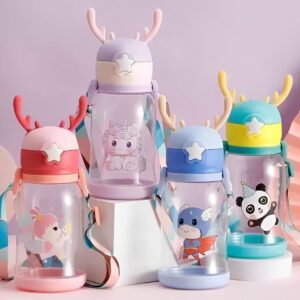 600ml bpa free leakproof silicone transparent water bottle with carry strap | school, home & outdoor use (random colour, pack of 1)