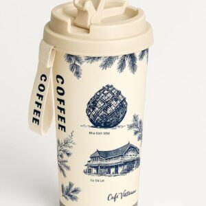 550ml double wall vacuum insulated coffee tumbler | stainless steel travel mug with leakproof lid for tea & coffee (white)