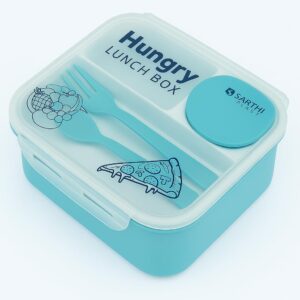 kids lunch box with 3 compartments & 2 spoons | leak proof, durable & bpa free tiffin | school & travel friendly