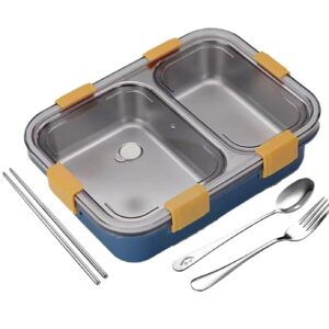 compartment stainless steel lunch box with spoon, fork & chopstick | leakage proof tiffin for school kids & adults | 750 ml 🍱💗