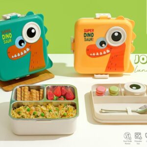 super bite buddy orange lunch box | stainless steel insulated tiffin with tray & spoon | leak resistant bento box for school | bpa free | 1120ml + 70ml