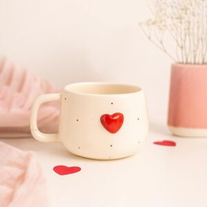 ❤️ handmade red heart ceramic mug | cute romantic coffee cup | 250ml | perfect gift for couples & loved ones