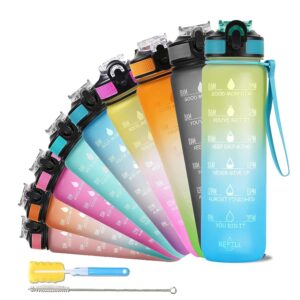 unbreakable tritan plastic 1000ml motivational water bottle | solara concept sipper with time markings – leakproof, durable, bpa free & non toxic for office, gym, sports & school