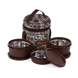 stainless steel lunch box set | microwave safe with 3 leakproof containers (300ml + 2×450ml = 1350ml) + insulated bag | thermoware grey